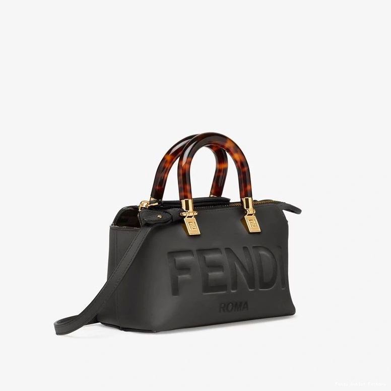 Vintage HOT By Logo Calf Boston In Black The Fendi Bag Mini ROMA Leather Way 0804